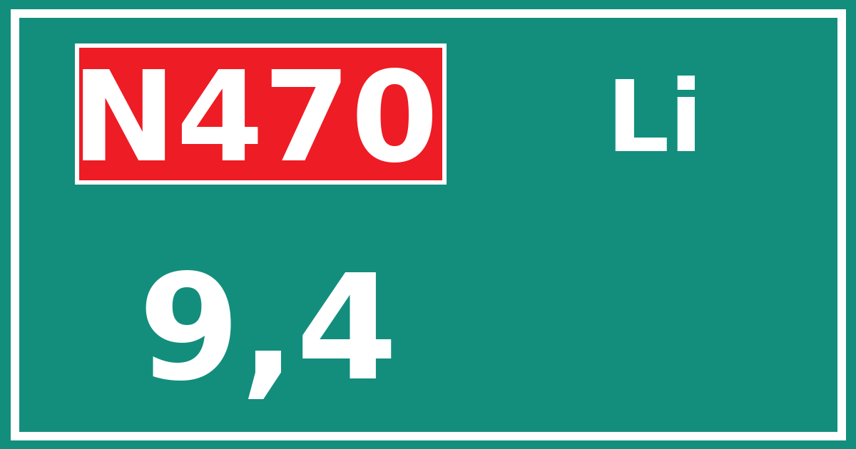 Hectometerbord N470 9,4 zijde Li