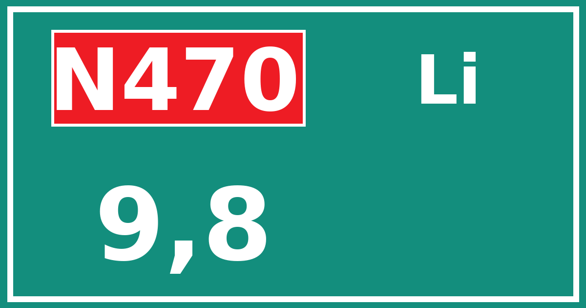 Hectometerbord N470 9,8 zijde Li