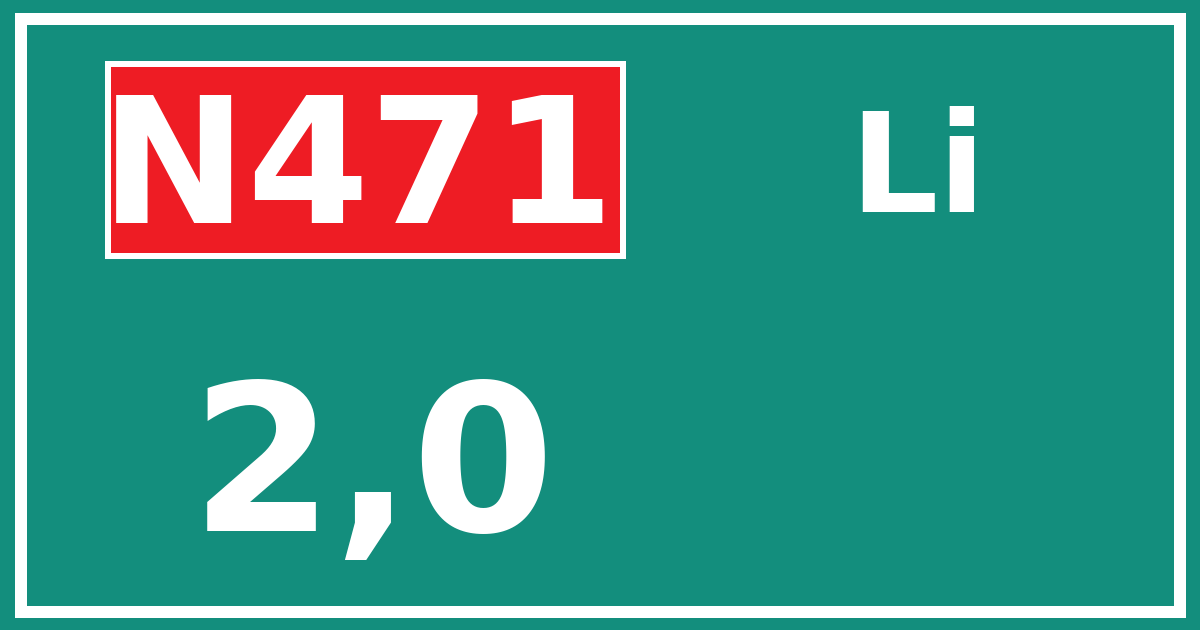 Hectometerbord N471 2,0 zijde Li