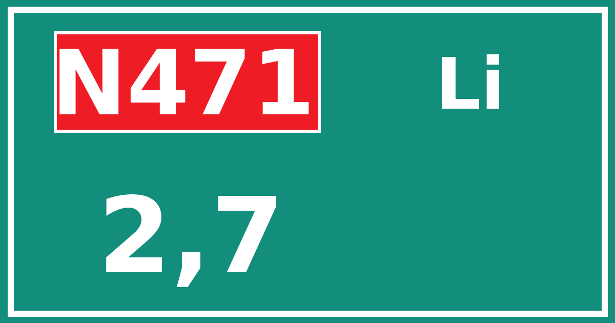 Hectometerbord N471 2,7 zijde Li