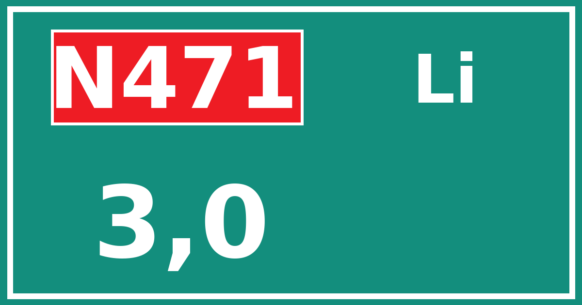 Hectometerbord N471 3,0 zijde Li