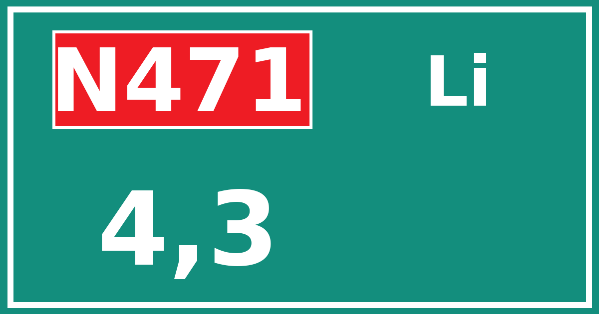 Hectometerbord N471 4,3 zijde Li