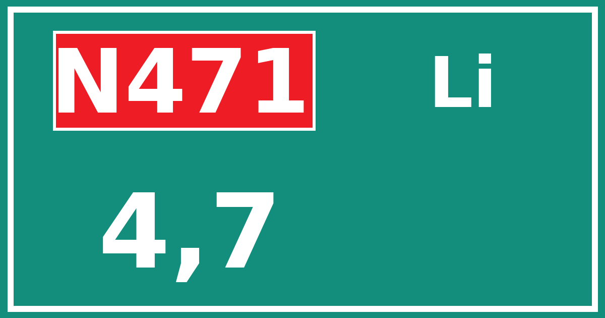 Hectometerbord N471 4,7 zijde Li