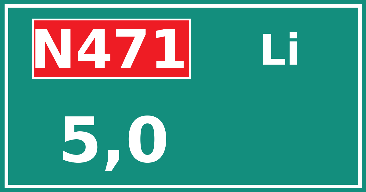 Hectometerbord N471 5,0 zijde Li