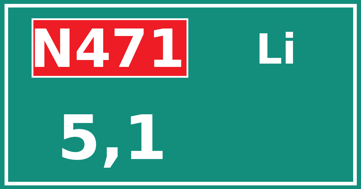 Hectometerbord N471 5,1 zijde Li