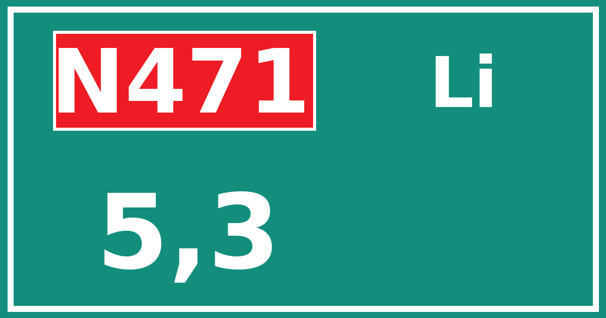 Hectometerbord N471 5,3 zijde Li