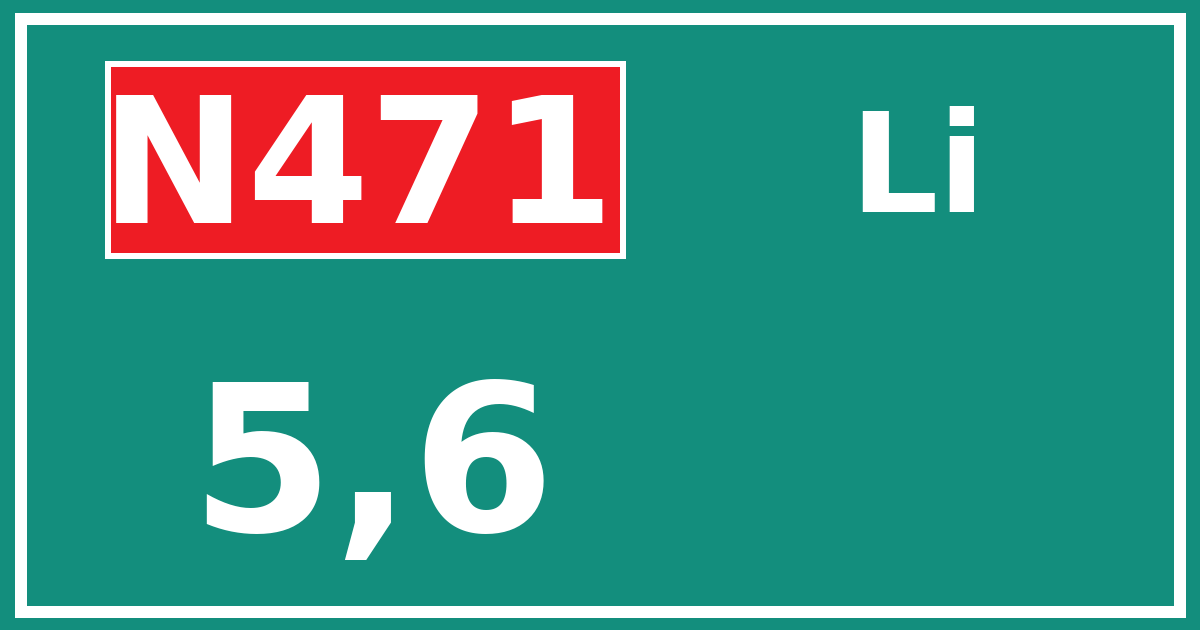 Hectometerbord N471 5,6 zijde Li