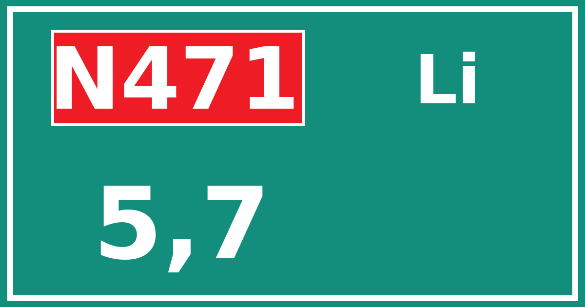 Hectometerbord N471 5,7 zijde Li