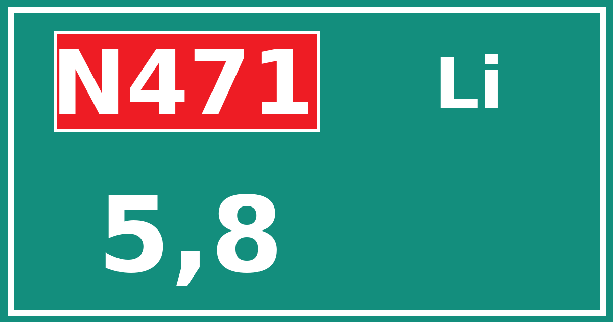 Hectometerbord N471 5,8 zijde Li