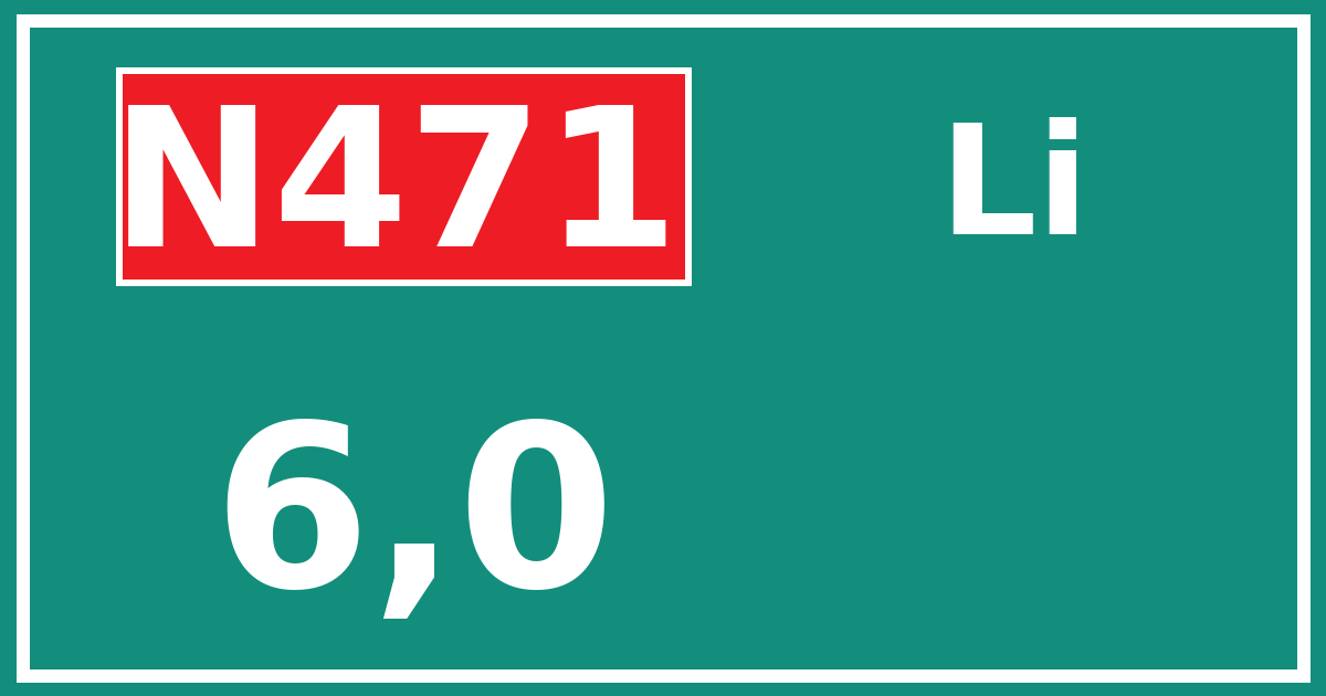 Hectometerbord N471 6,0 zijde Li