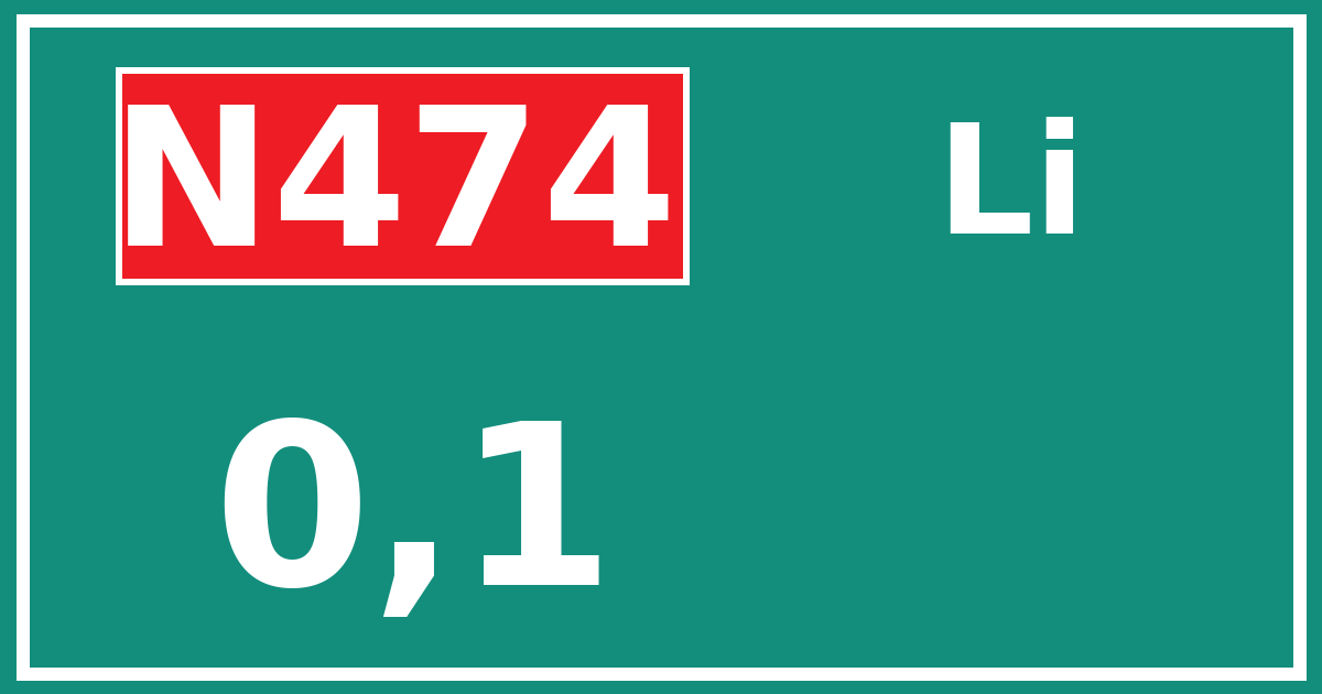 Hectometerbord N474 0,1 zijde Li
