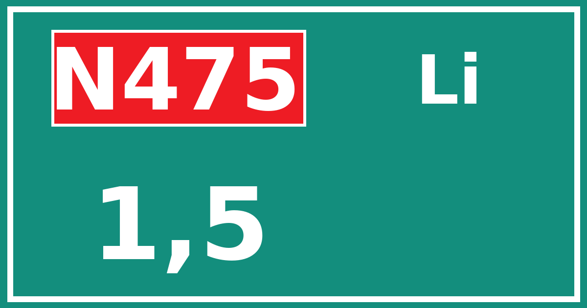 Hectometerbord N475 1,5 zijde Li