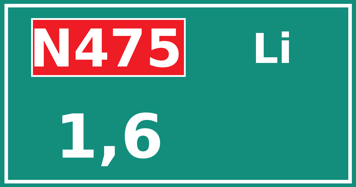 Hectometerbord N475 1,6 zijde Li