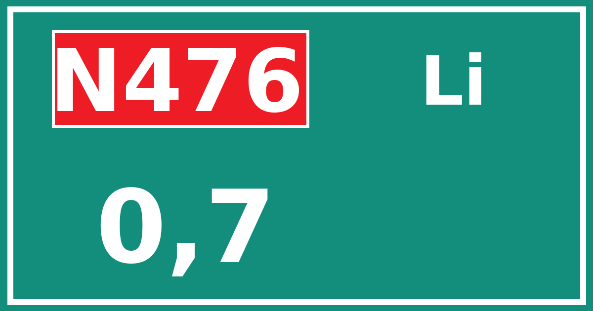 Hectometerbord N476 0,7 zijde Li