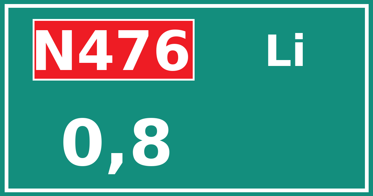 Hectometerbord N476 0,8 zijde Li