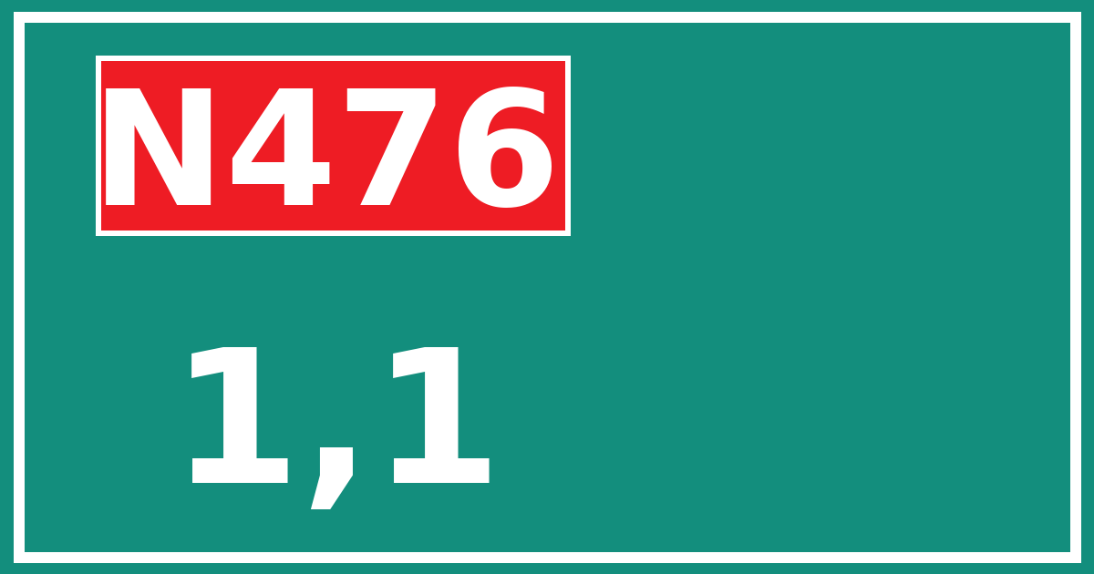 Hectometerbord N476 1,1