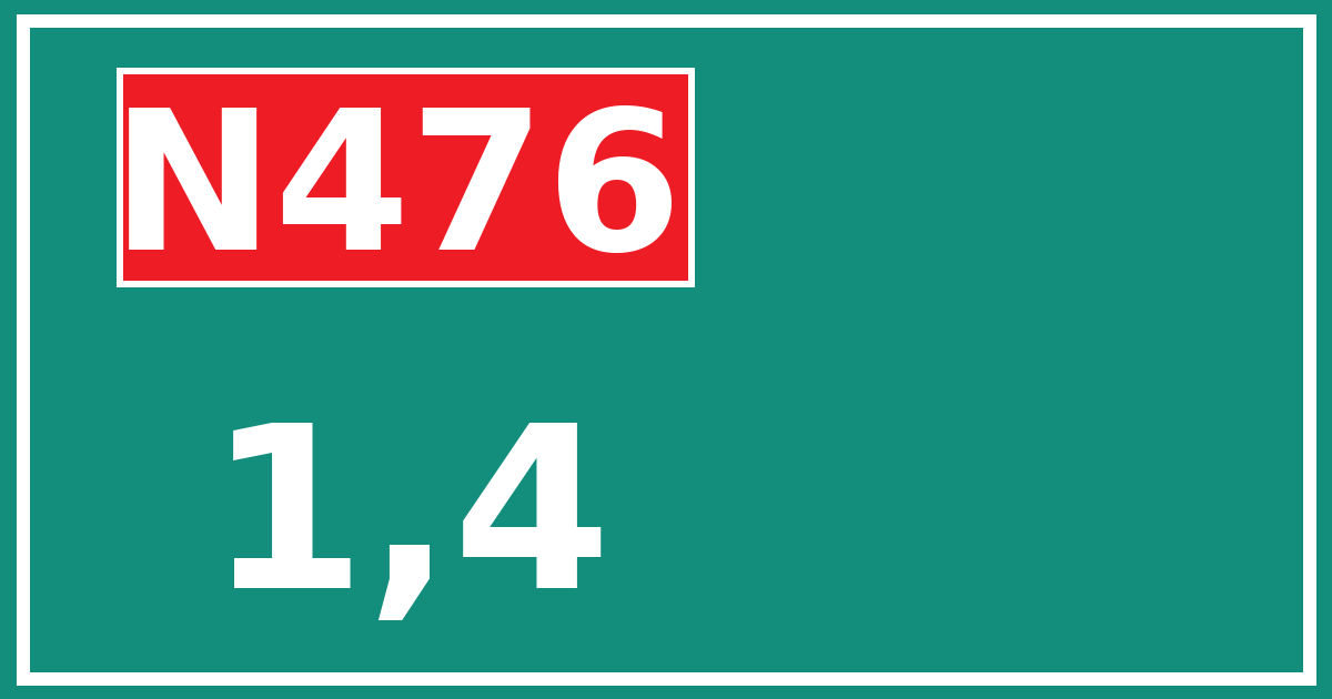 Hectometerbord N476 1,4