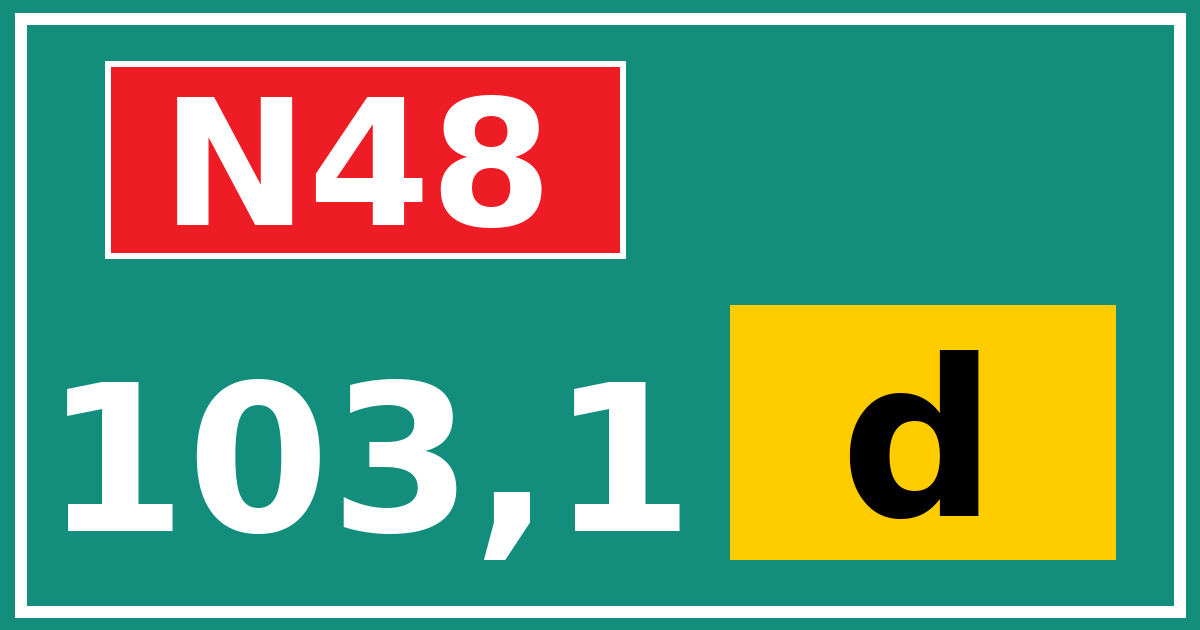 Hectometerbord N48 103,1 letter d