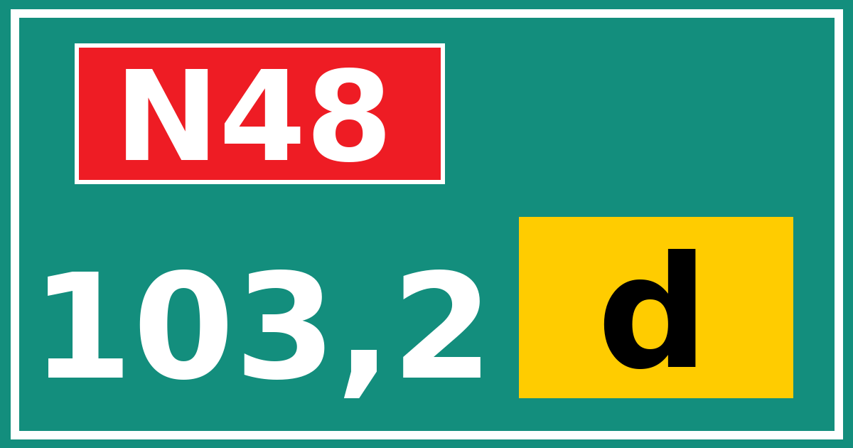 Hectometerbord N48 103,2 letter d