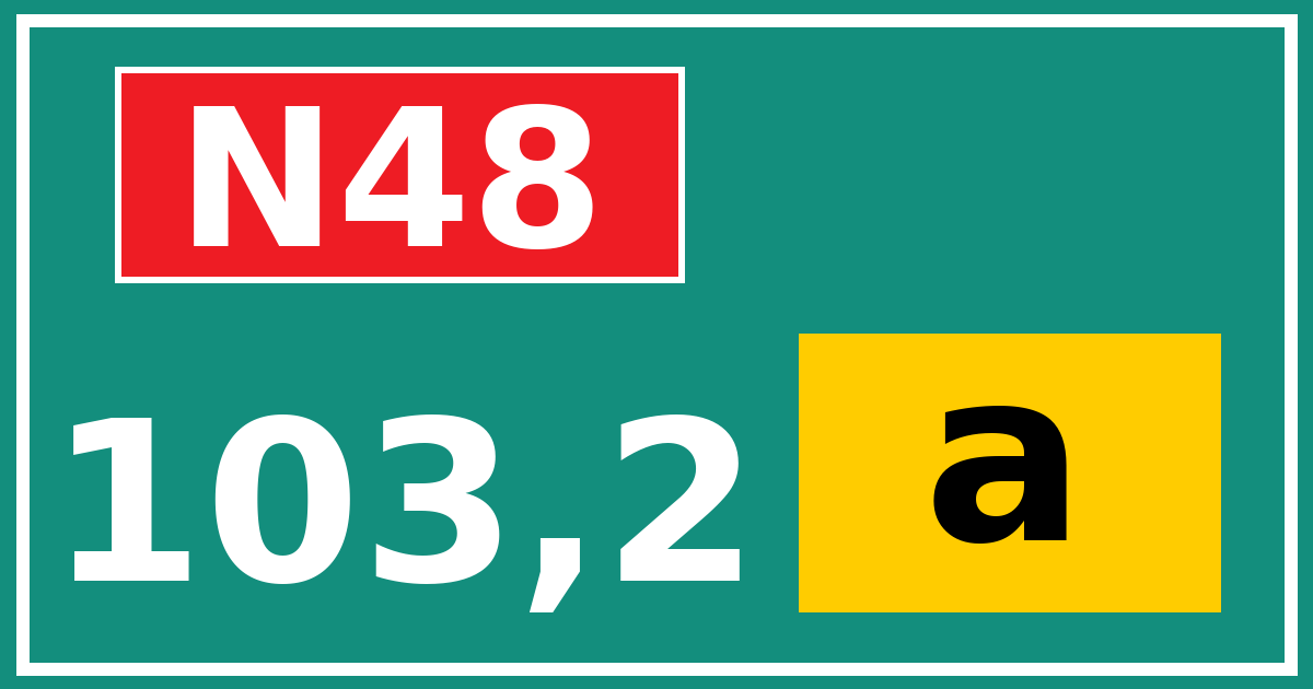 Hectometerbord N48 103,2 letter a