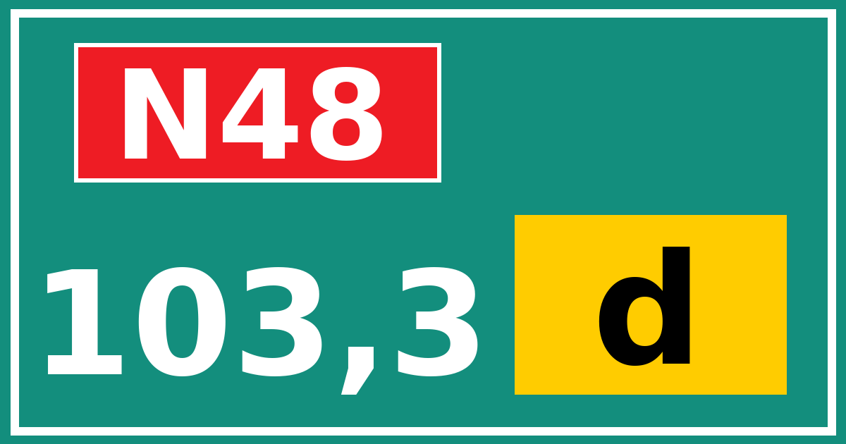 Hectometerbord N48 103,3 letter d