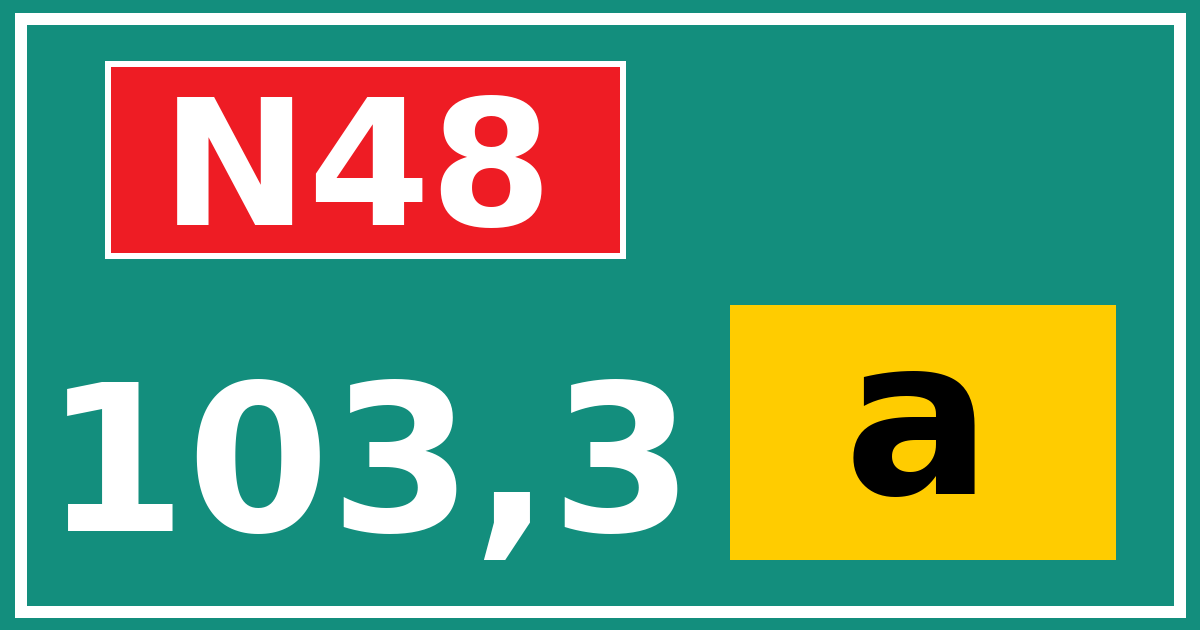 Hectometerbord N48 103,3 letter a