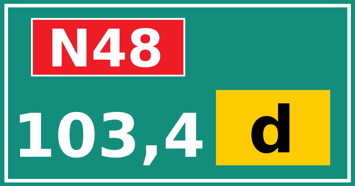 Hectometerbord N48 103,4 letter d