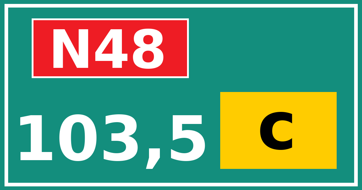 Hectometerbord N48 103,5 letter c