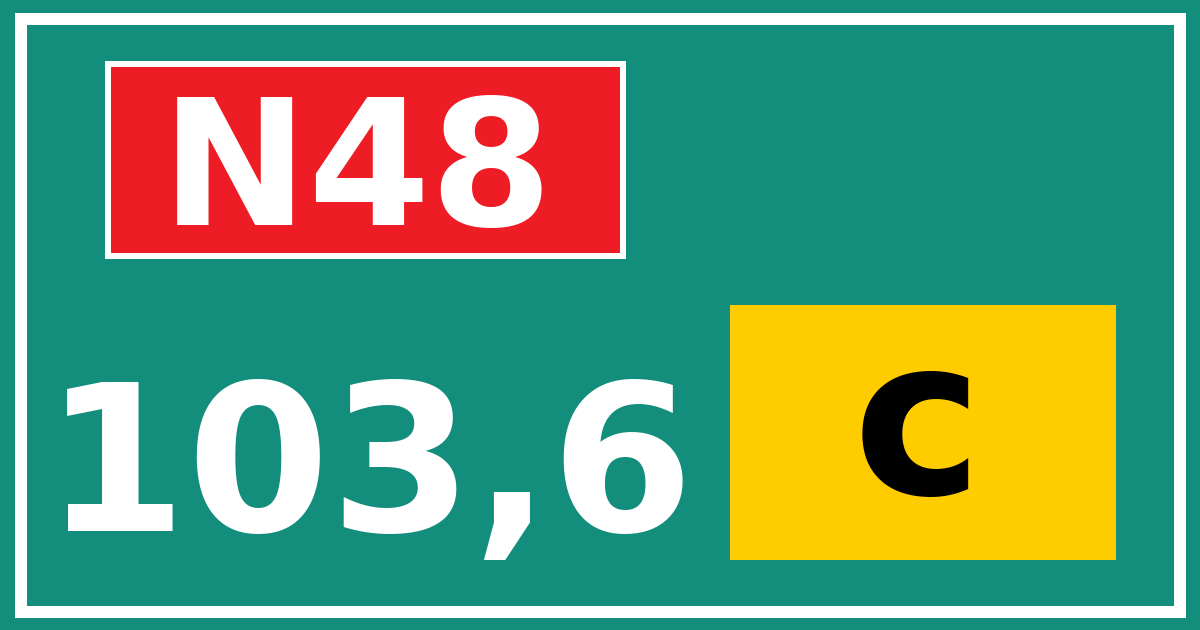Hectometerbord N48 103,6 letter c