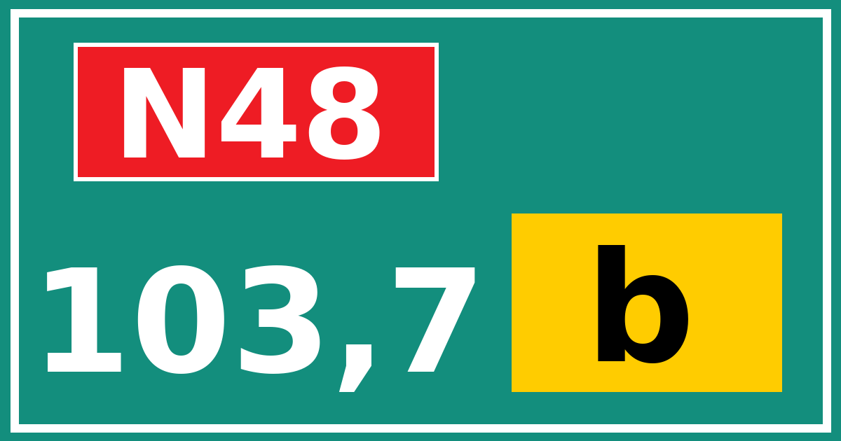 Hectometerbord N48 103,7 letter b