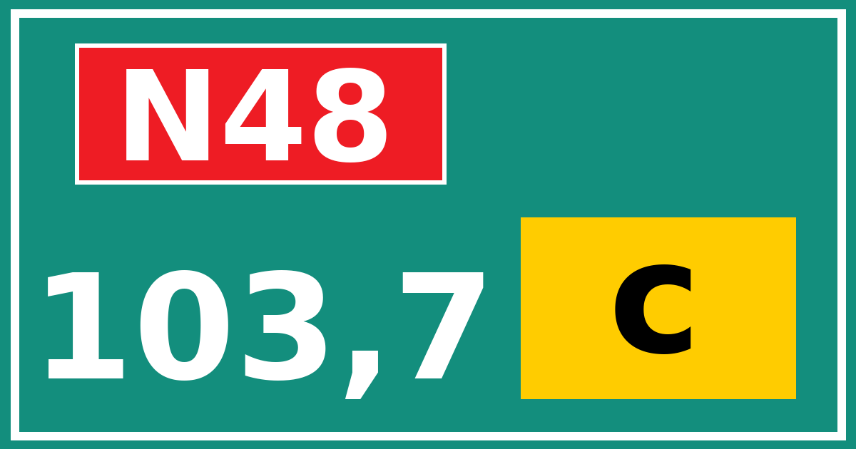 Hectometerbord N48 103,7 letter c