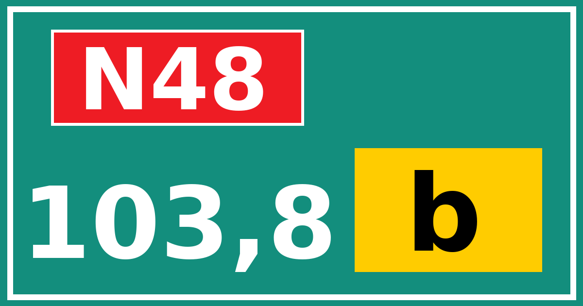Hectometerbord N48 103,8 letter b