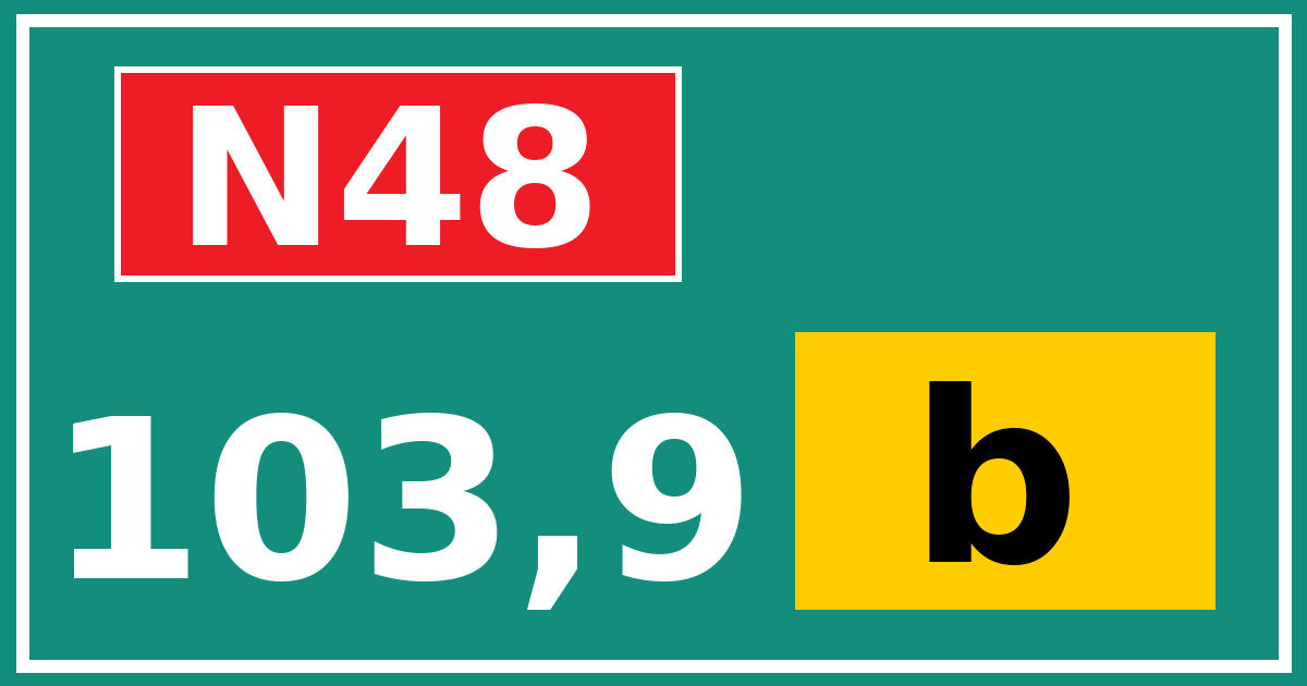 Hectometerbord N48 103,9 letter b