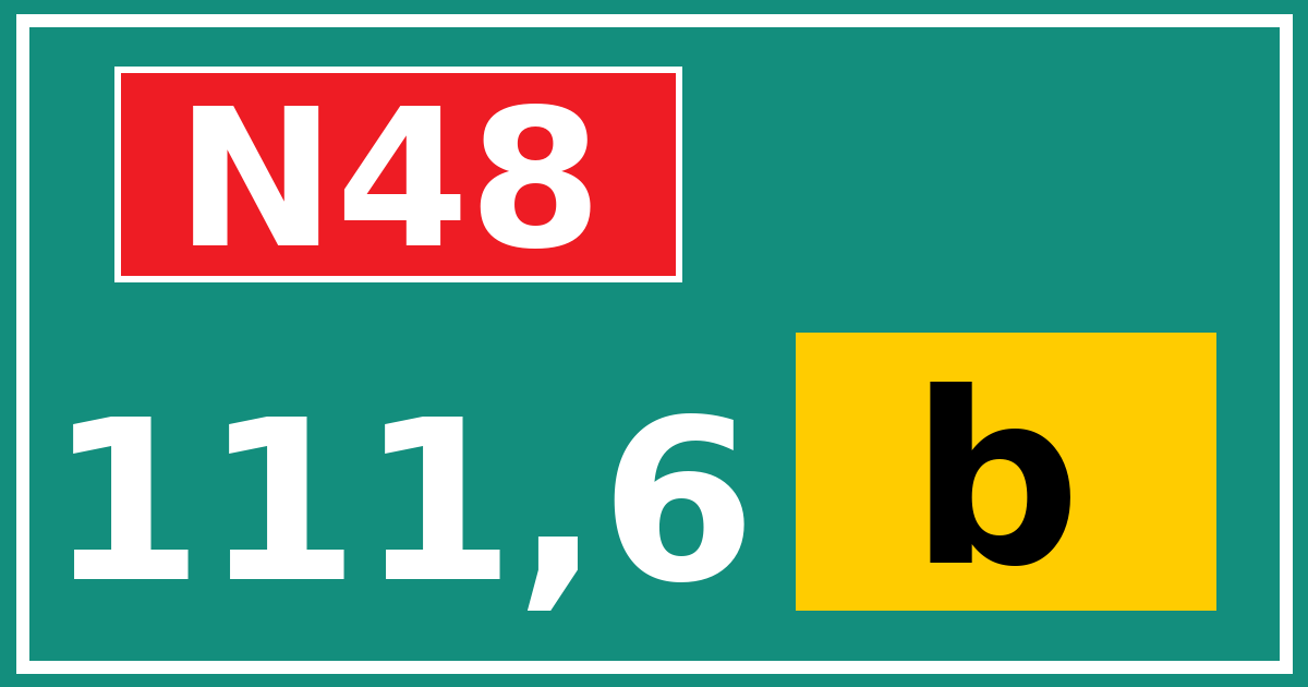 Hectometerbord N48 111,6 letter b