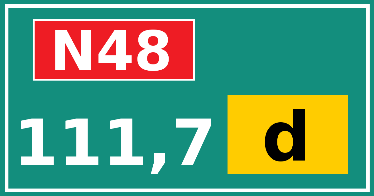 Hectometerbord N48 111,7 letter d