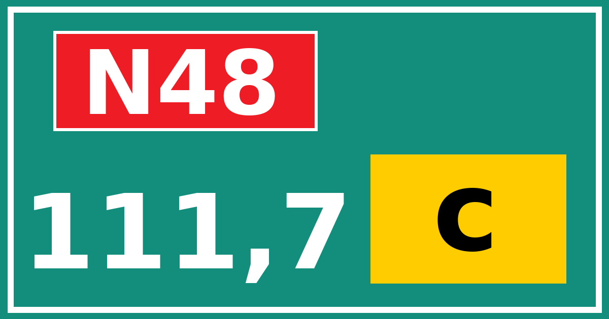 Hectometerbord N48 111,7 letter c