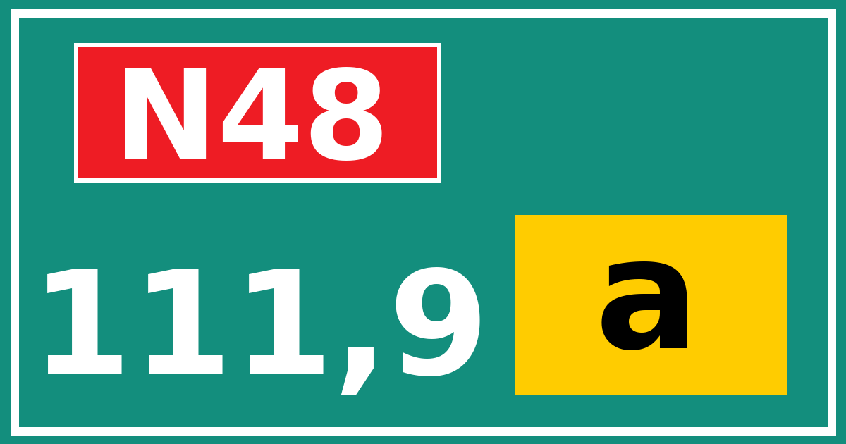 Hectometerbord N48 111,9 letter a