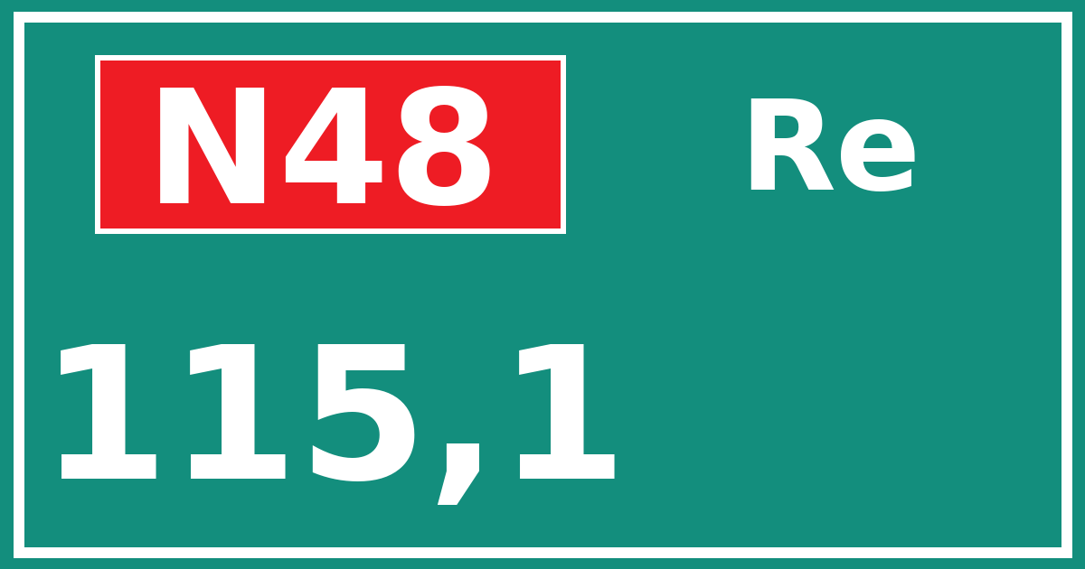 Hectometerbord N48 115,1 zijde Re
