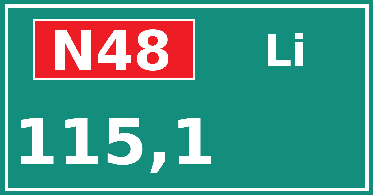 Hectometerbord N48 115,1 zijde Li