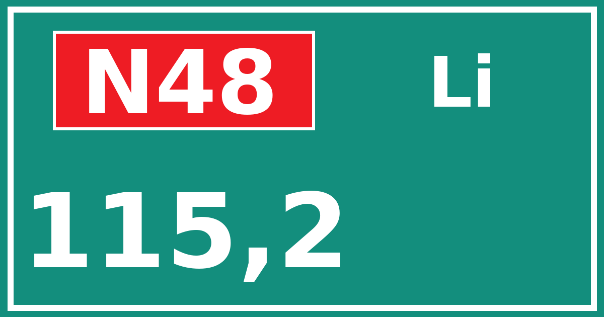 Hectometerbord N48 115,2 zijde Li