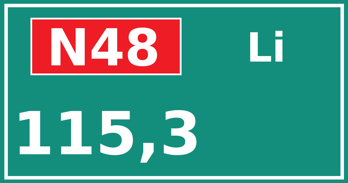 Hectometerbord N48 115,3 zijde Li