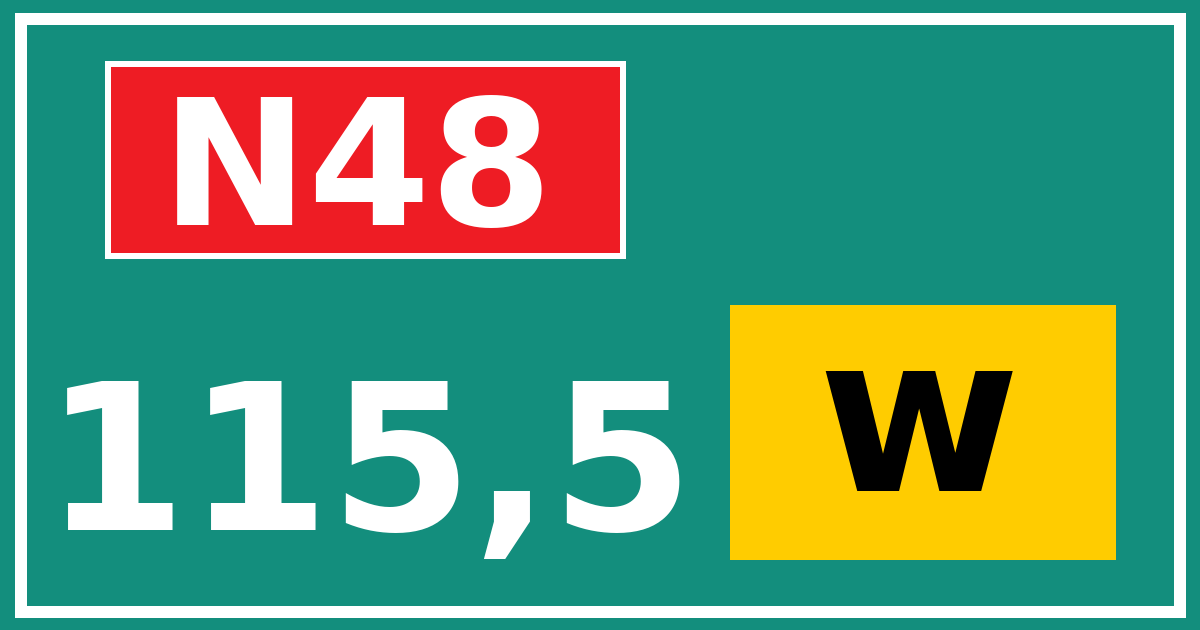 Hectometerbord N48 115,5 letter w