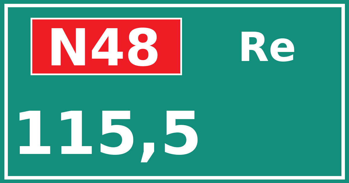 Hectometerbord N48 115,5 zijde Re