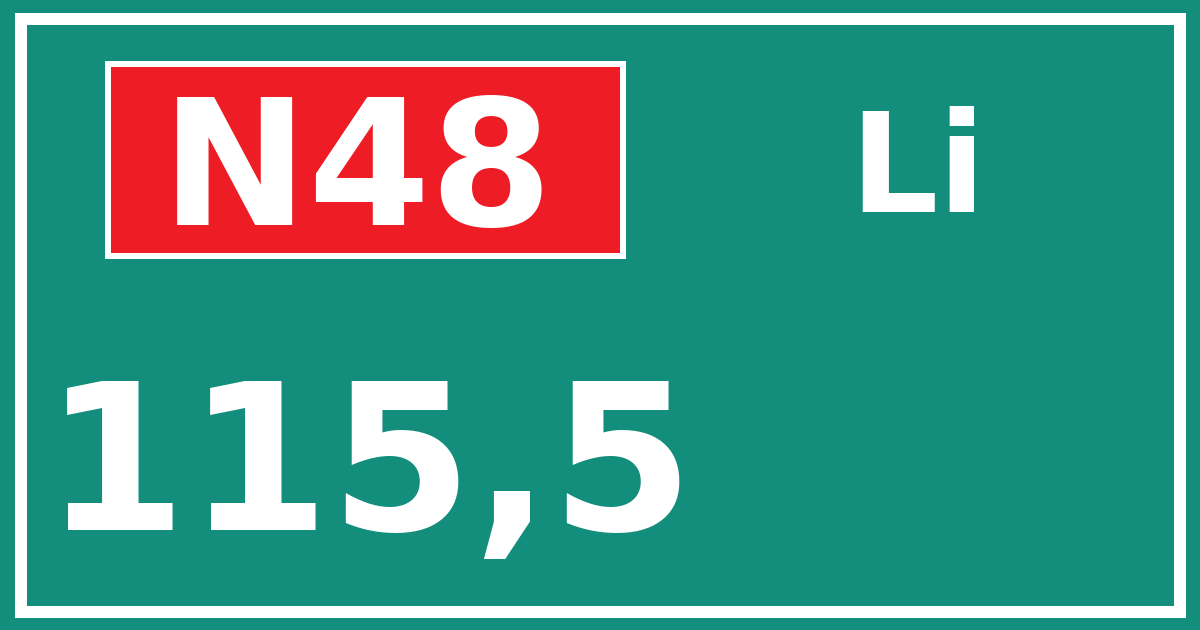 Hectometerbord N48 115,5 zijde Li