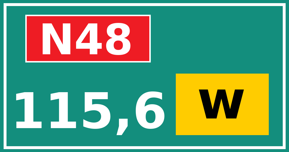 Hectometerbord N48 115,6 letter w