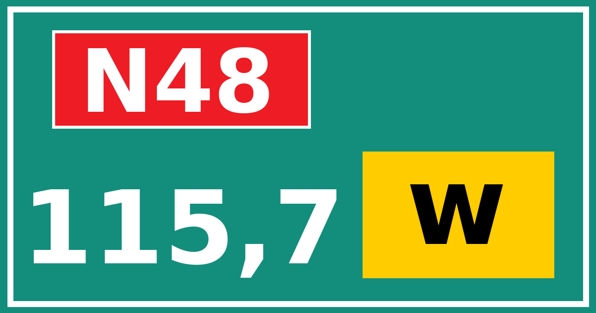 Hectometerbord N48 115,7 letter w