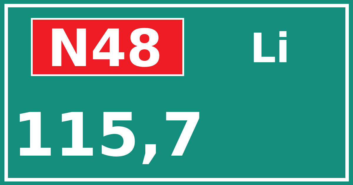 Hectometerbord N48 115,7 zijde Li