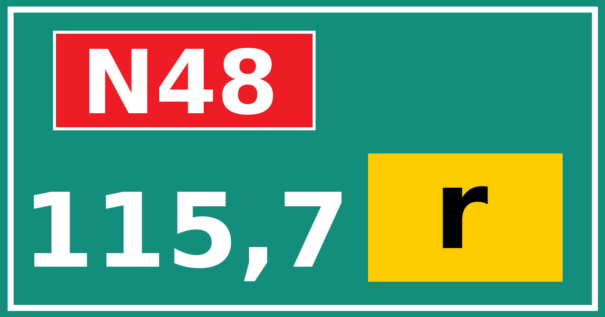 Hectometerbord N48 115,7 letter r