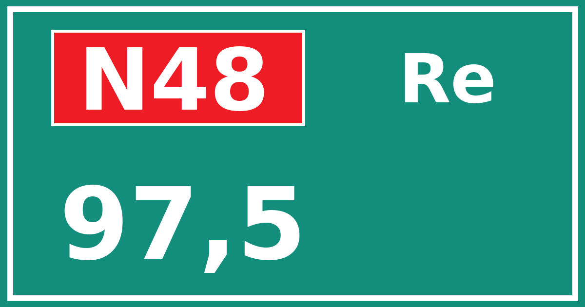 Hectometerbord N48 97,5 zijde Re