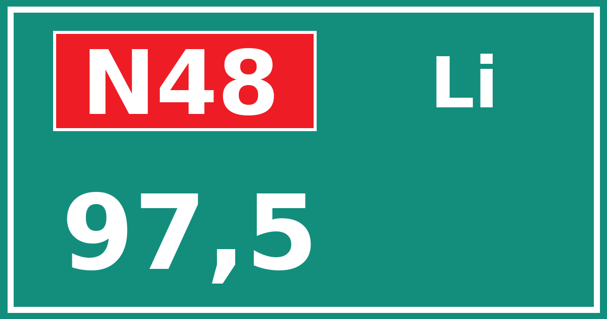 Hectometerbord N48 97,5 zijde Li